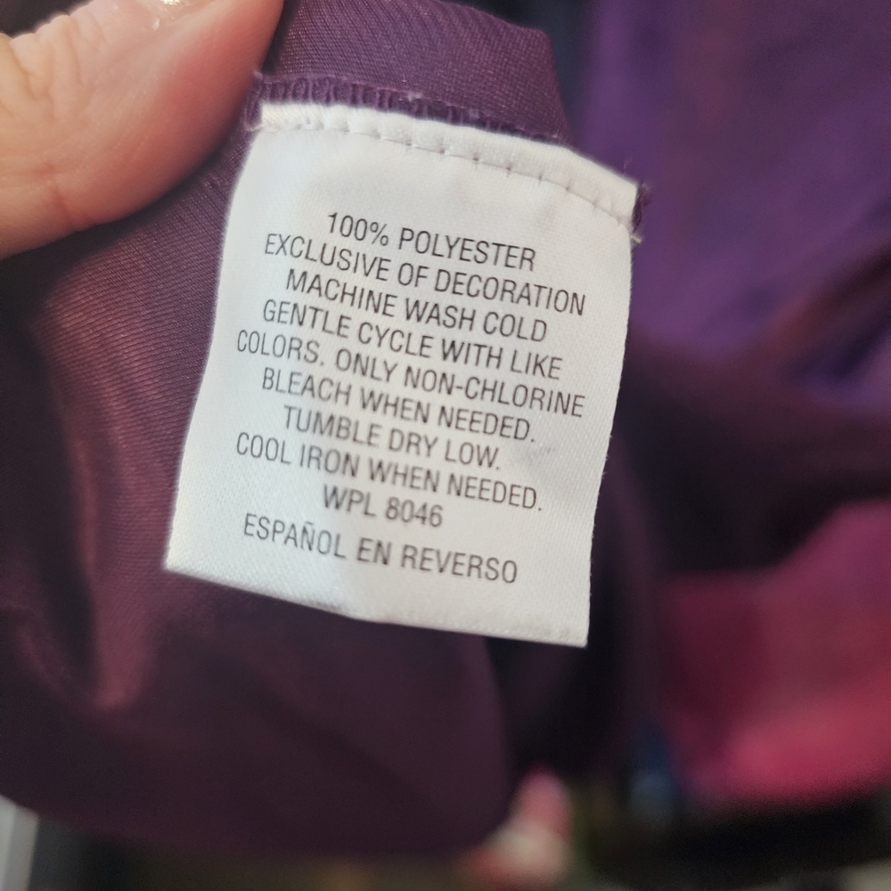 Morgan Taylor Purple Satin Chemise with Cream Lace Trim - Picture 3 of 4
